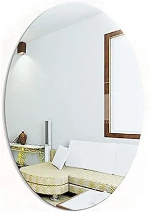 KOIME Oval Shape Adhesive Mirror Sticker for Wall on Tiles Bathroom Bedroom Living Room Basin Mirror Bathroom Wall Mirror Stickers Unbreakable Plastic Wall Mirror 20 * 30 (1)-2024