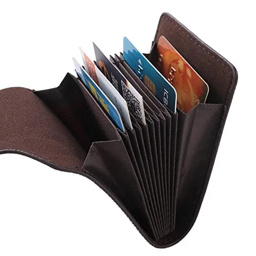 Kuber Industries Card Holder Wallet for Men Women|Debit Credit Card Holder|Wallet for Id, Visiting Card, Buisness Card|Button Closure|Brown (Pack of 6)