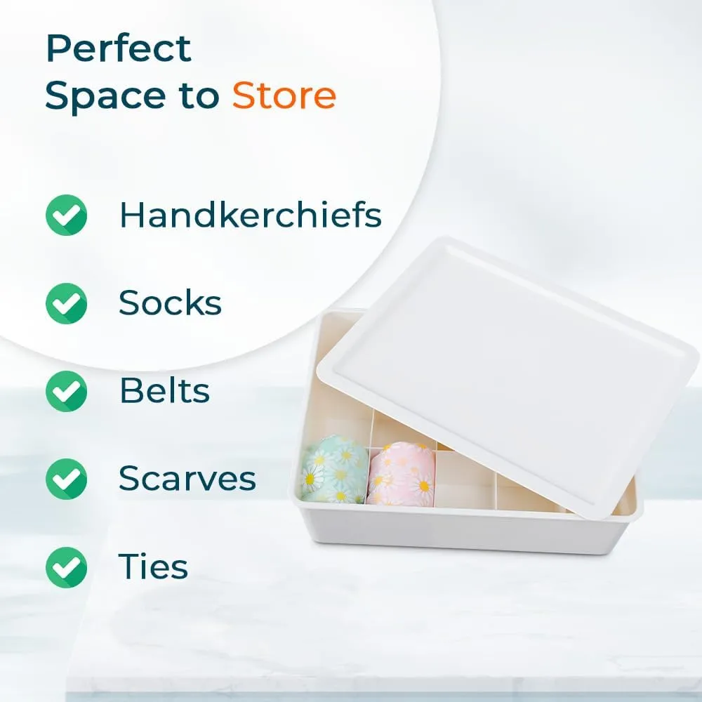 Kuber Industries Cloth Storage Box 15 Compartment with Lid|Wardrobe Organizer For clothes-Pack of 2 (White)