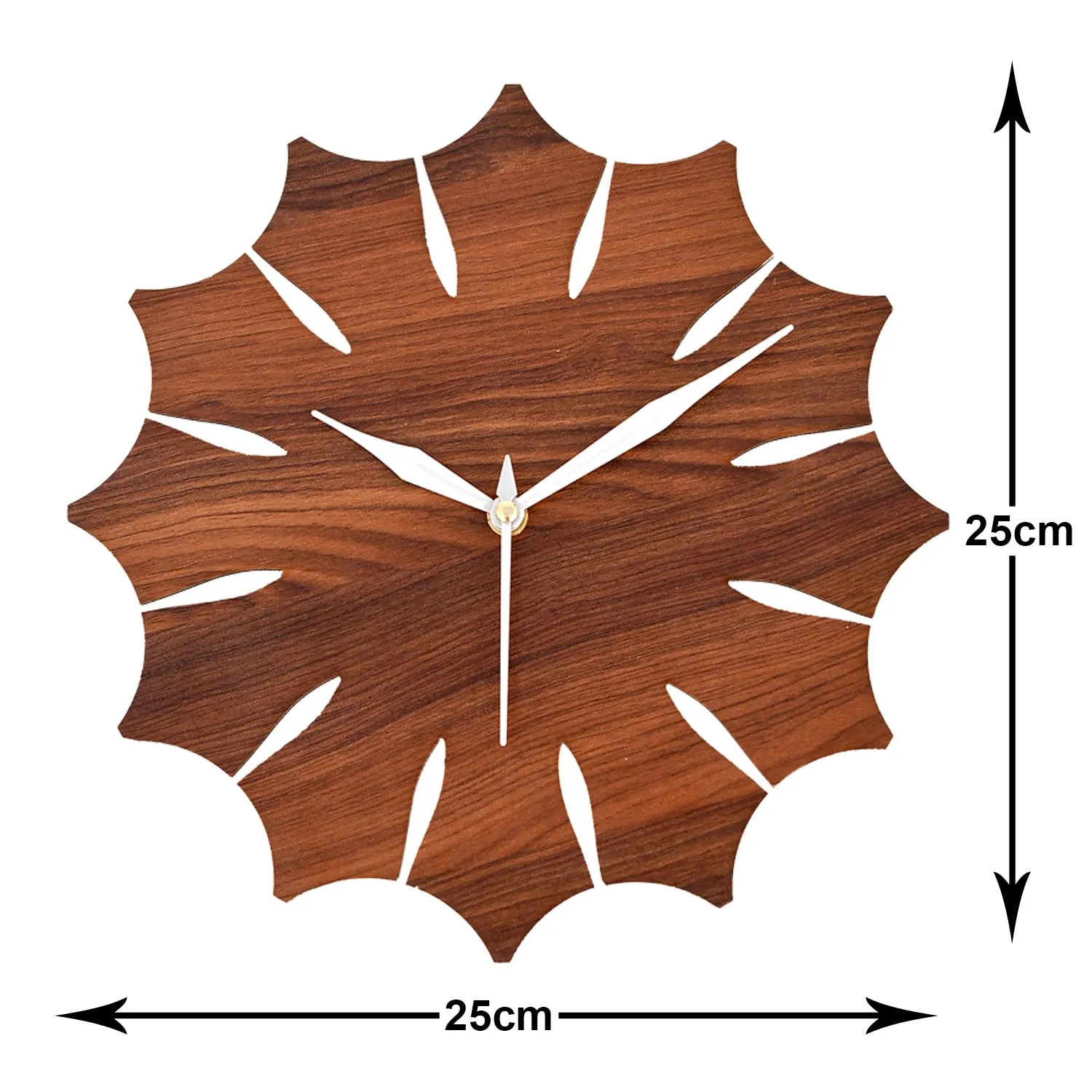 Kuber Industries Designer 10" Wooden Wall Clock for Home/Kitchen/Office (Brown), Standard, (49KM0486)