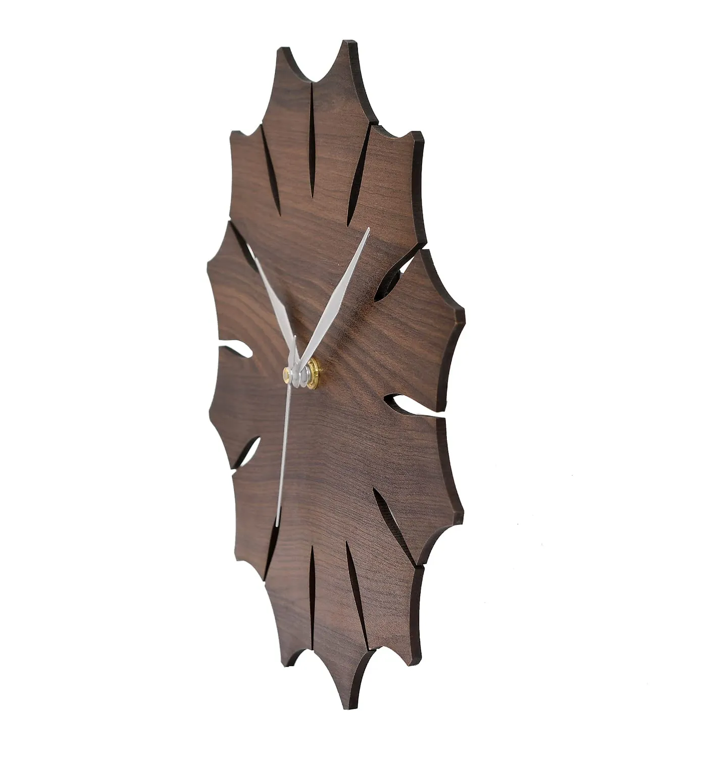 Kuber Industries Designer 10" Wooden Wall Clock for Home/Kitchen/Office (Brown), Standard, (49KM0486)