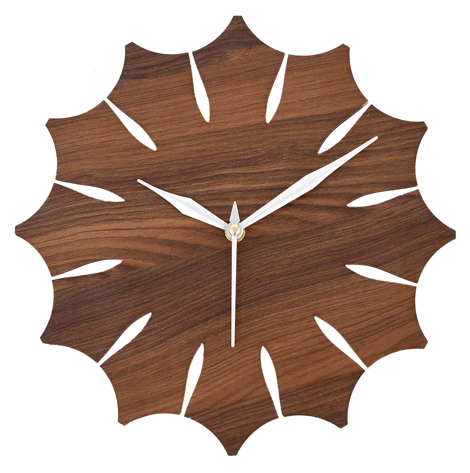 Kuber Industries Designer 10" Wooden Wall Clock for Home/Kitchen/Office (Brown), Standard, (49KM0486)