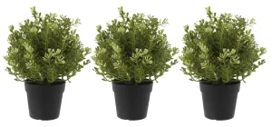 Kuber Industries Mini Plastic Potted Plants for Home Office Decoration, Plastic Plant with Black Plastic Pots, Fake Plant for Bathroom Décor (Set of 3, Green)-KUBMART11600
