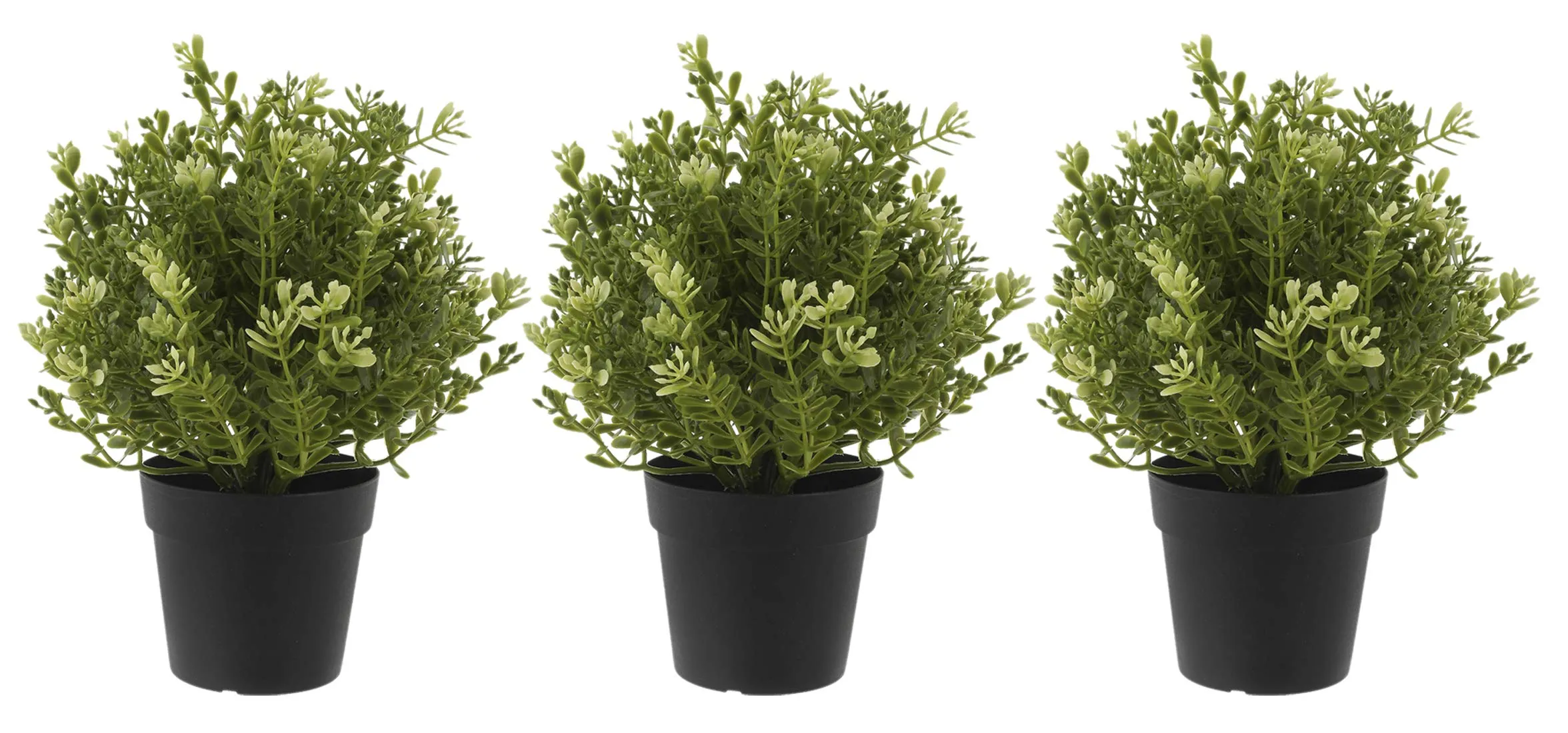 Kuber Industries Mini Plastic Potted Plants for Home Office Decoration, Plastic Plant with Black Plastic Pots, Fake Plant for Bathroom Décor (Set of 3, Green)-KUBMART11600