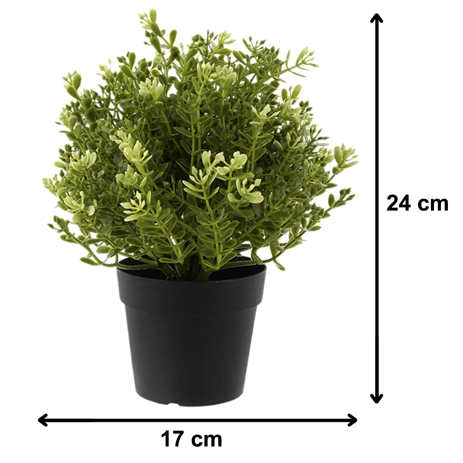 Kuber Industries Mini Plastic Potted Plants for Home Office Decoration, Plastic Plant with Black Plastic Pots, Fake Plant for Bathroom Décor (Set of 3, Green)-KUBMART11600