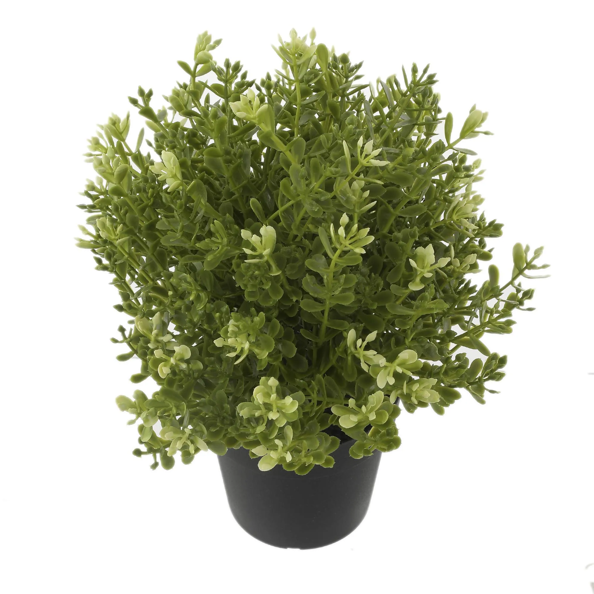 Kuber Industries Mini Plastic Potted Plants for Home Office Decoration, Plastic Plant with Black Plastic Pots, Fake Plant for Bathroom Décor (Set of 3, Green)-KUBMART11600