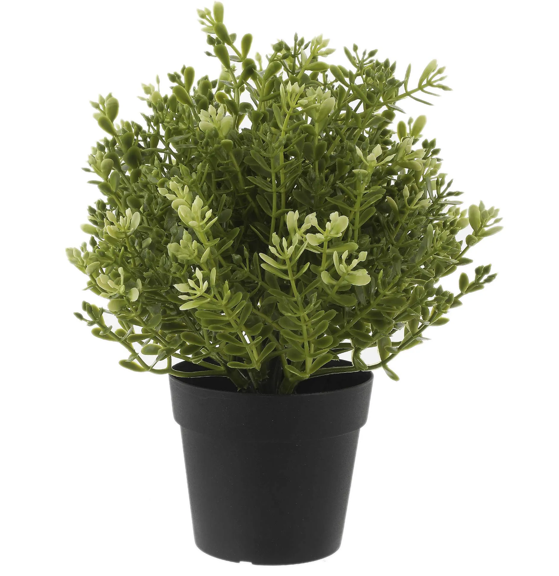 Kuber Industries Mini Plastic Potted Plants for Home Office Decoration, Plastic Plant with Black Plastic Pots, Fake Plant for Bathroom Décor (Set of 3, Green)-KUBMART11600