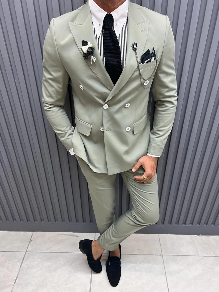 Light Mint Slim Fit Groom Wedding Suit for Men | GentWith