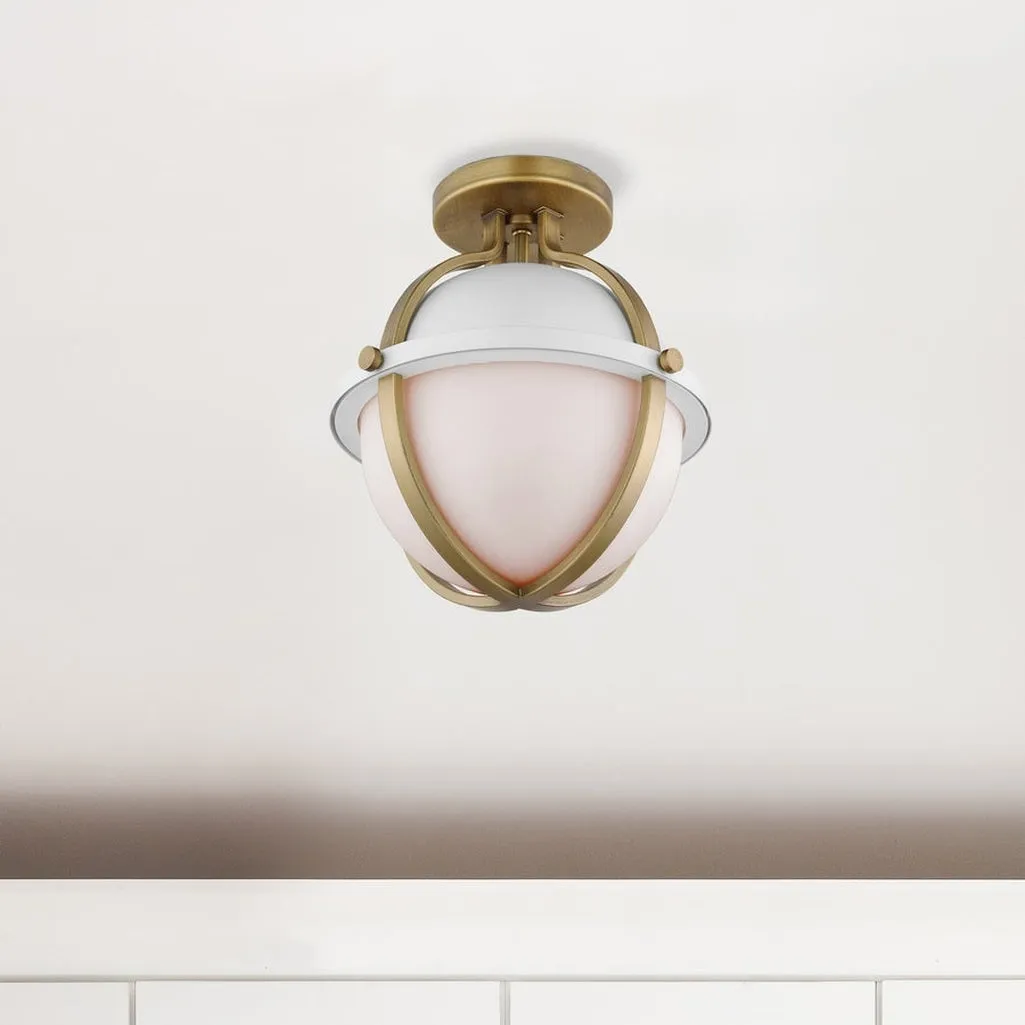 LINCOLN 1 LIGHT SEMI FLUSH WHITE