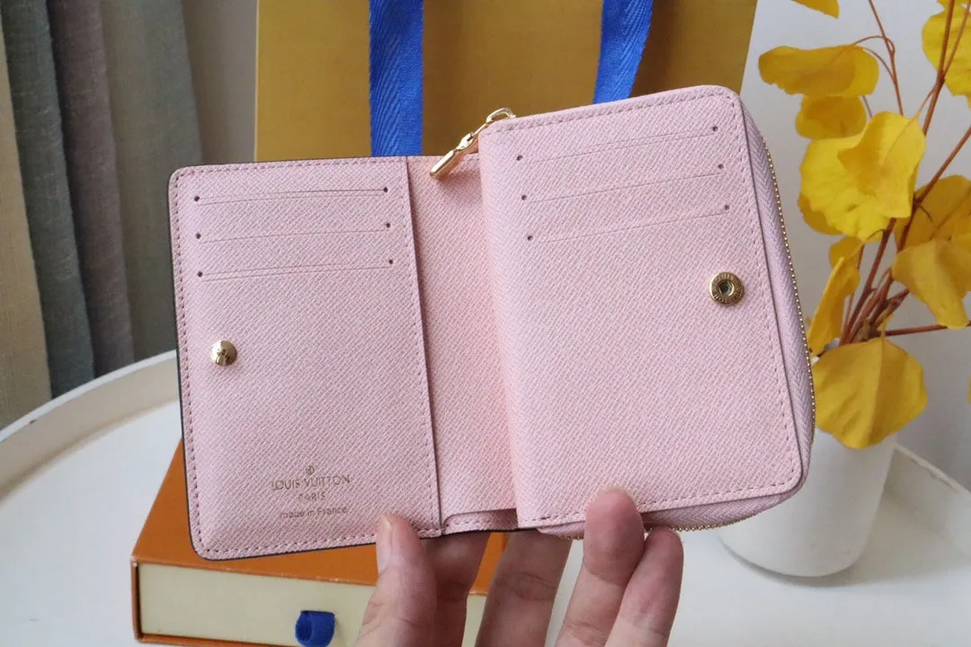 LOU WALLET 11.5CM BROWN PINK MONOGRAM CANVAS