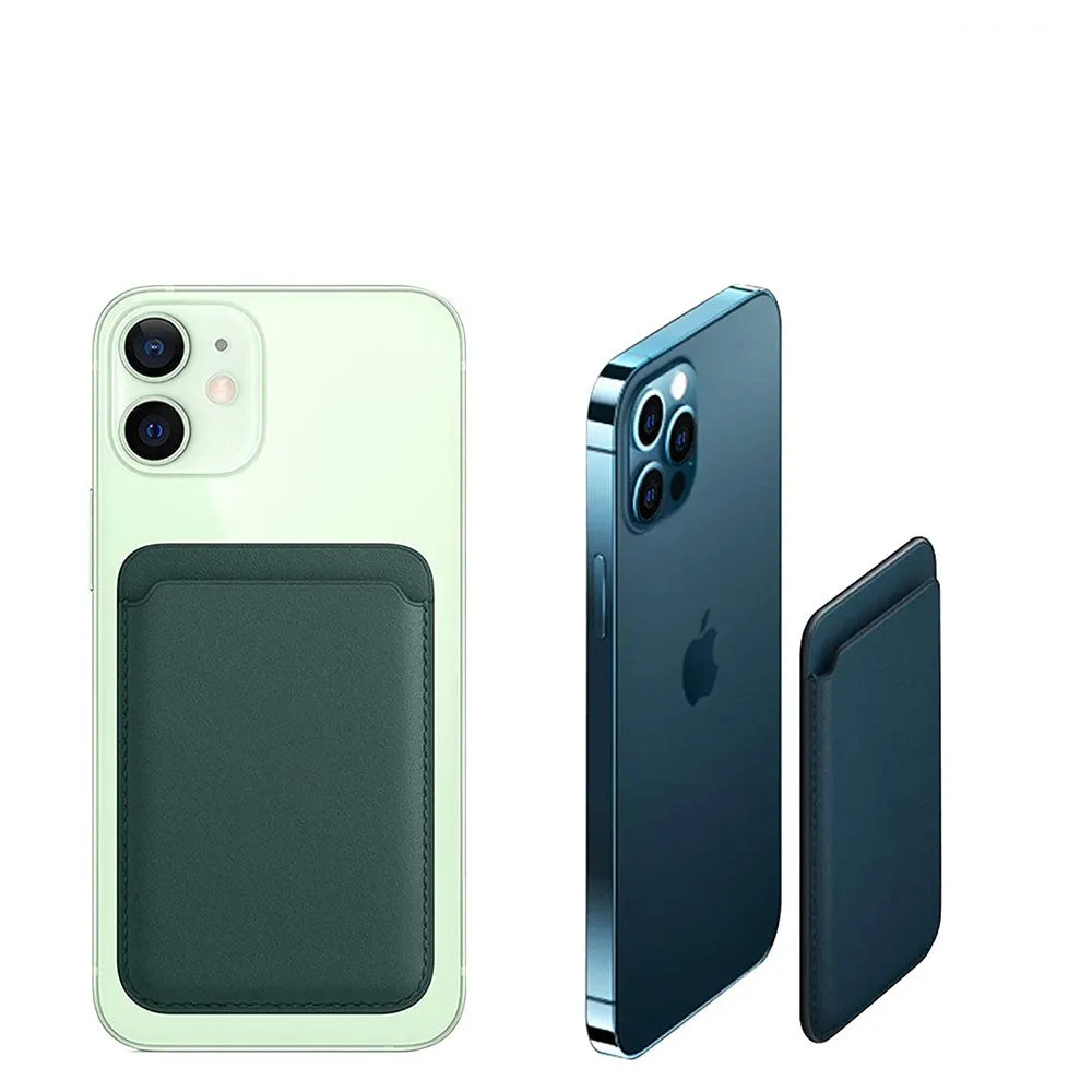 Magnetic MagSafe iPhone Leather Wallet Credit Card Holder - Green