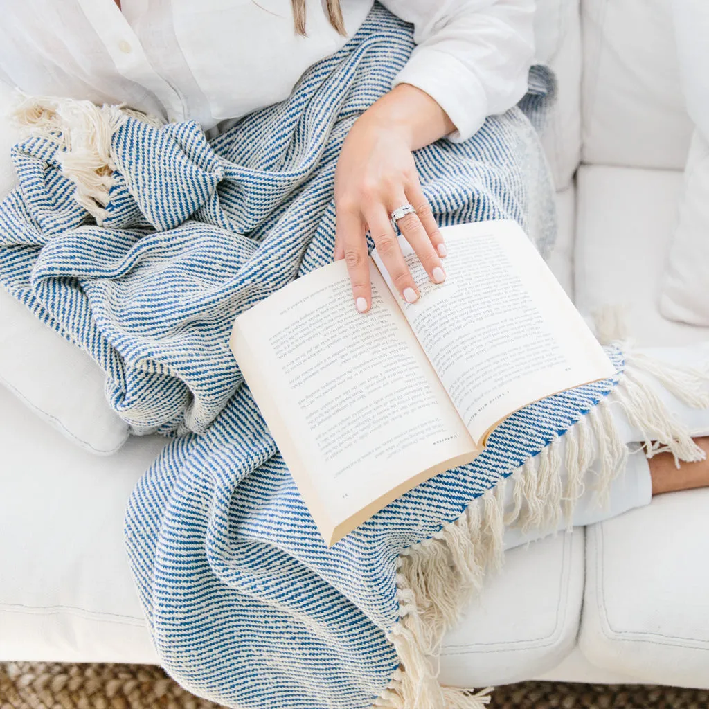 Mariner Blue Handwoven Cotton Throw