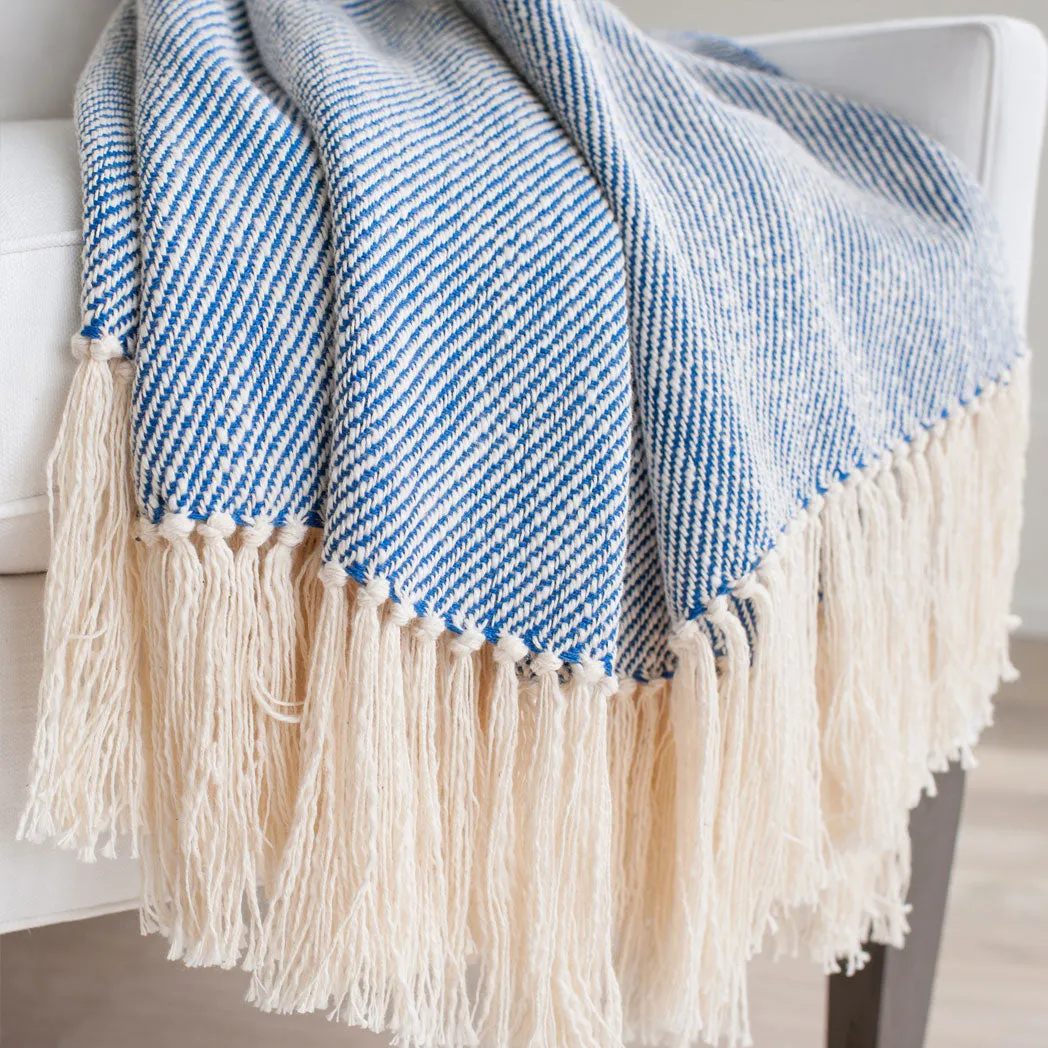 Mariner Blue Handwoven Cotton Throw
