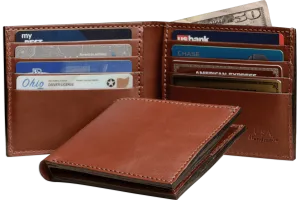 Medium Brown Premium Leather 8 Card Slot Bifold Wallet