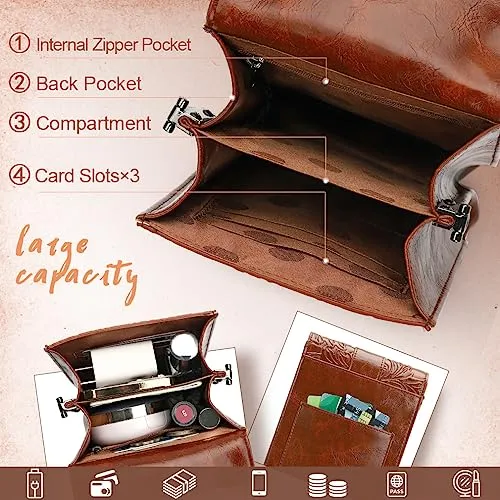 MEITRUE Crossbody Bags for Women Tassels Embossed Mini Phone Purse Shoulder handbags with RFID Card Slots