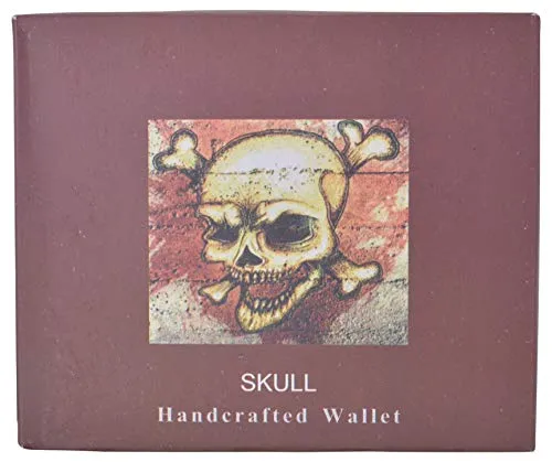 Mens Bifold Wallet Picture Skull Logo with printed gift box