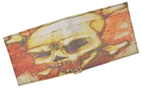 Mens Bifold Wallet Picture Skull Logo with printed gift box
