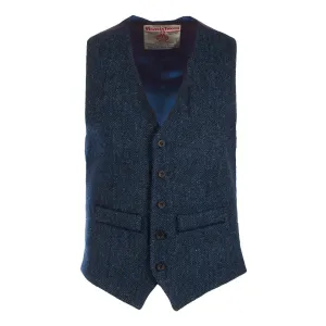 Men's Harris Tweed Lewis Waistcoat  Blue Herringbone
