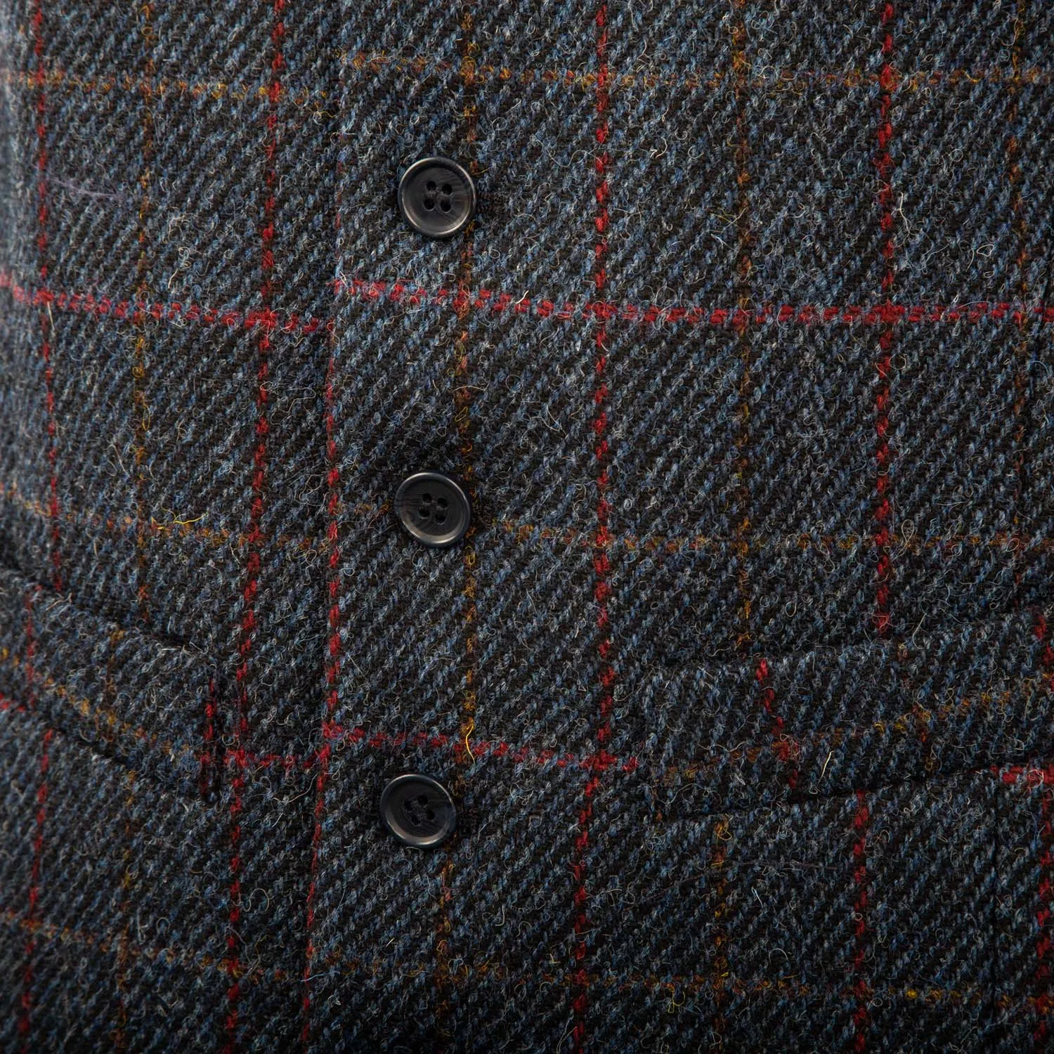 Men's Harris Tweed Lewis Waistcoat  Blue Red Check