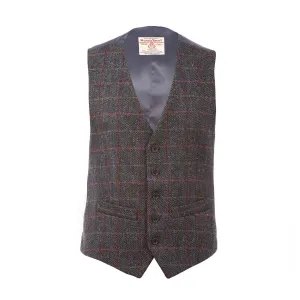 Men's Harris Tweed Lewis Waistcoat  Blue Red Check