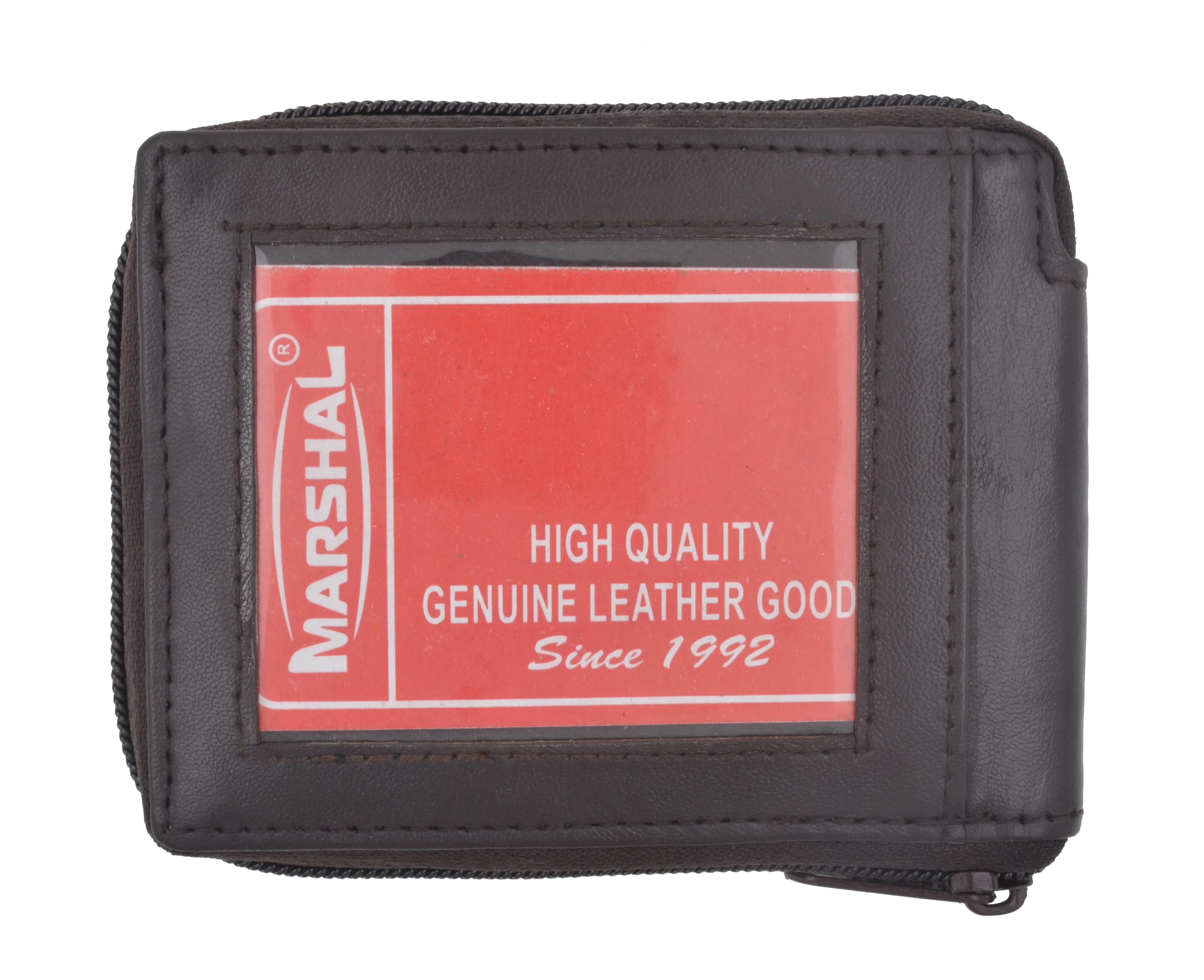 Men's Premium Leather Zip Around W/Outside ID Bifold Wallet P1574