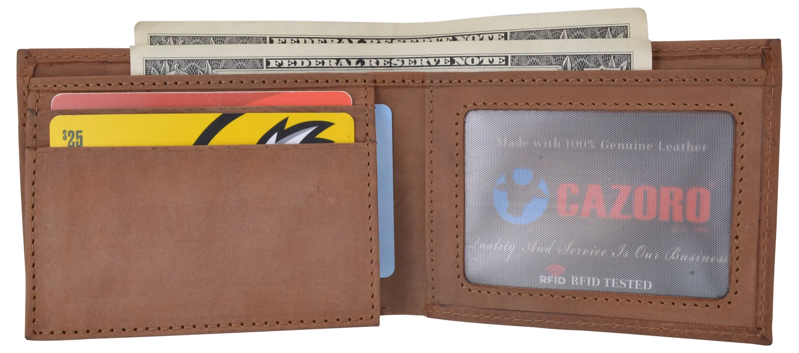 Mens Wallet RFID Genuine Leather Bifold Wallets For Men USA Stars & Stripes Design