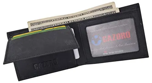 Mens Wallet RFID Genuine Leather Bifold Wallets For Men USA Stars & Stripes Design