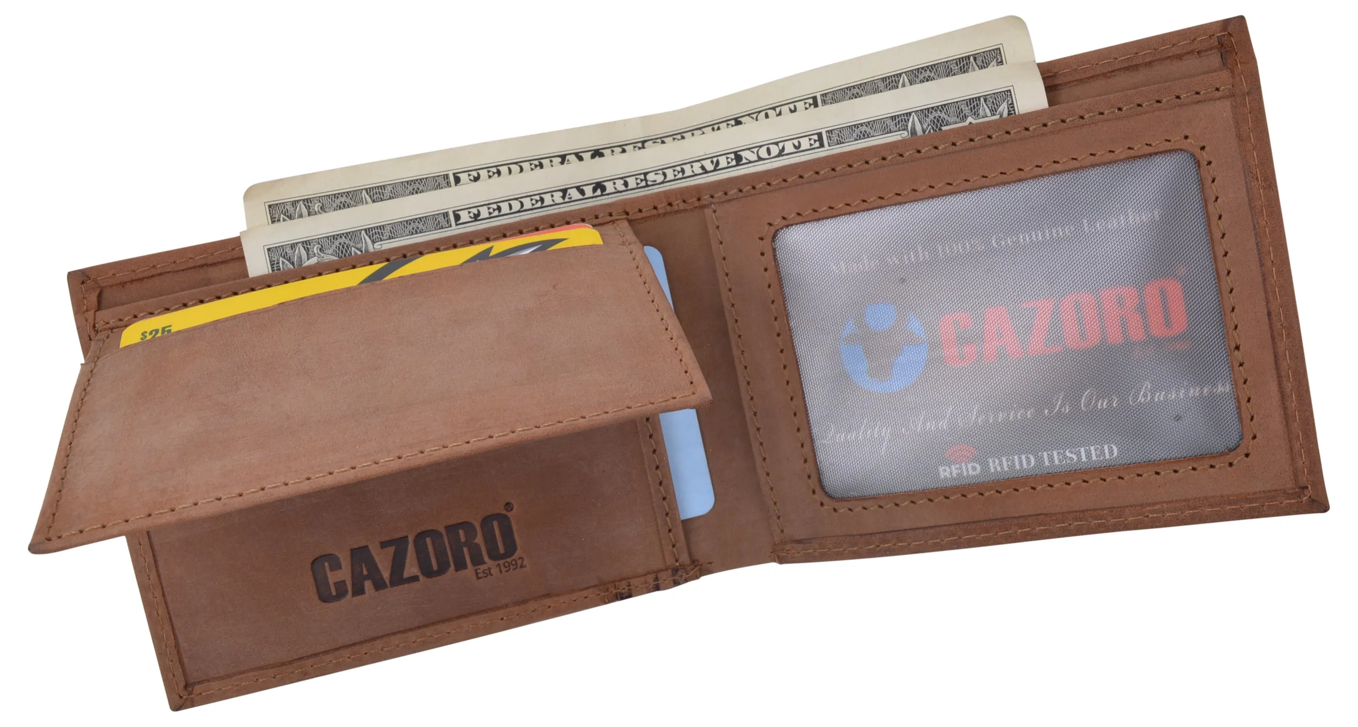 Mens Wallet RFID Genuine Leather Bifold Wallets For Men USA Stars & Stripes Design