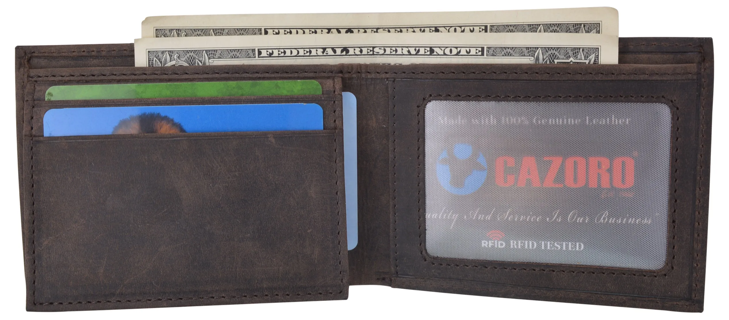 Mens Wallet RFID Genuine Leather Bifold Wallets For Men USA Stars & Stripes Design
