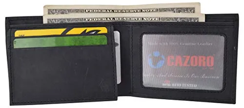 Mens Wallet RFID Genuine Leather Bifold Wallets For Men USA Stars & Stripes Design