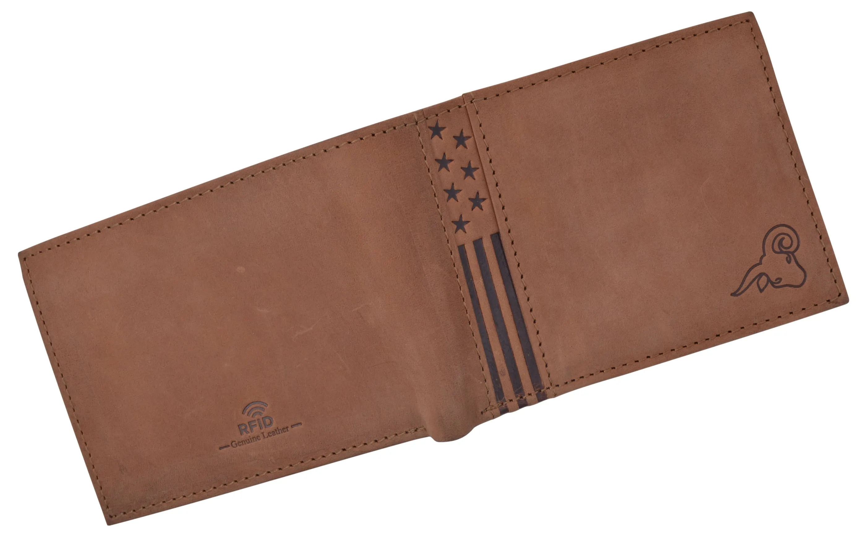 Mens Wallet RFID Genuine Leather Bifold Wallets For Men USA Stars & Stripes Design