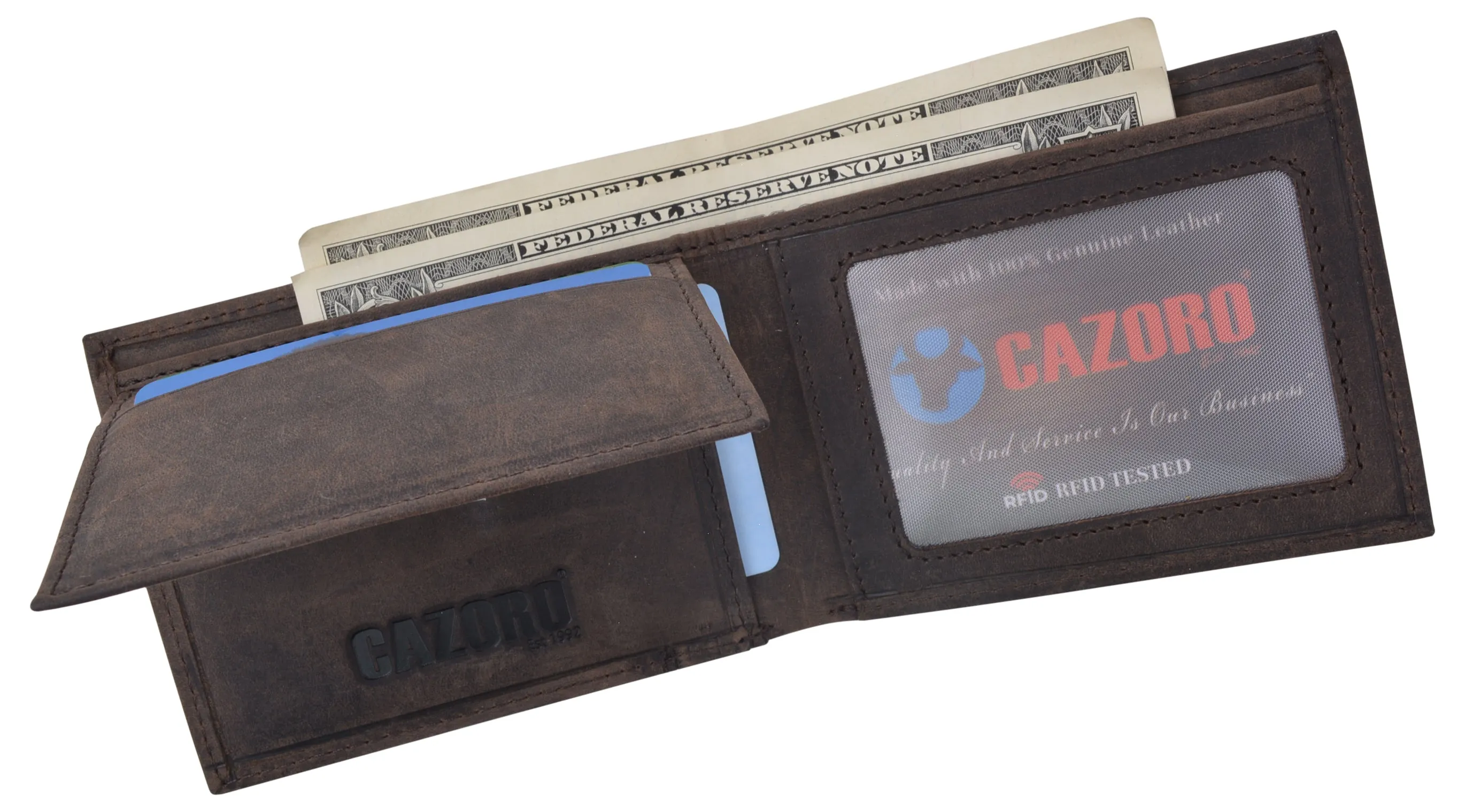 Mens Wallet RFID Genuine Leather Bifold Wallets For Men USA Stars & Stripes Design