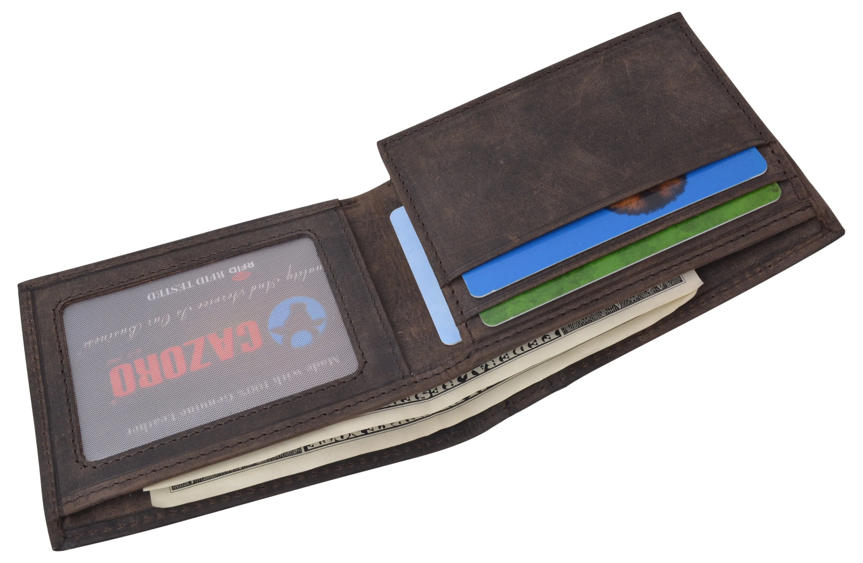 Mens Wallet RFID Genuine Leather Bifold Wallets For Men USA Stars & Stripes Design