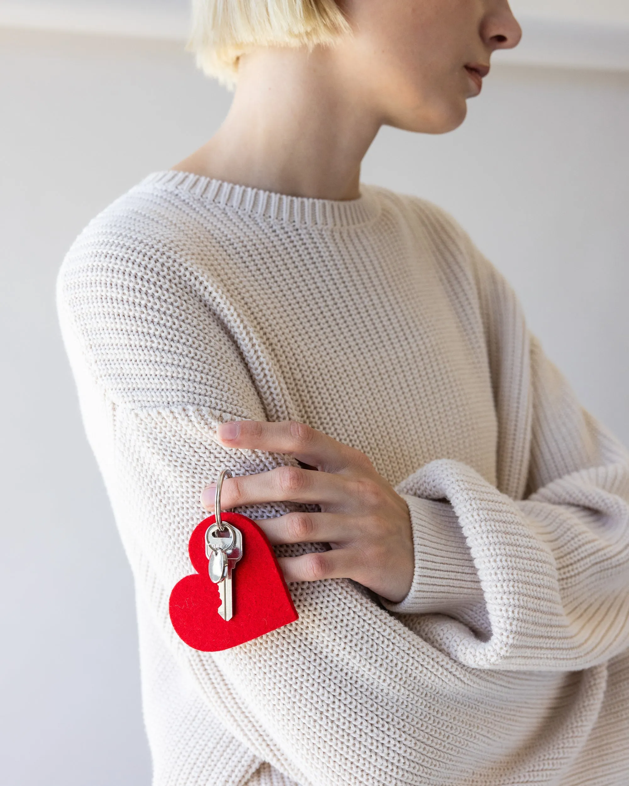 Merino Wool Heart Key Fob