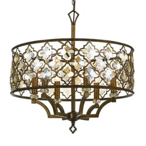 Mimosa 61cm Crystal and Aged Brass Drum Pendant