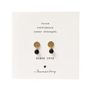 Mini Coin Schwarzer Onyx Gold Ohrringe