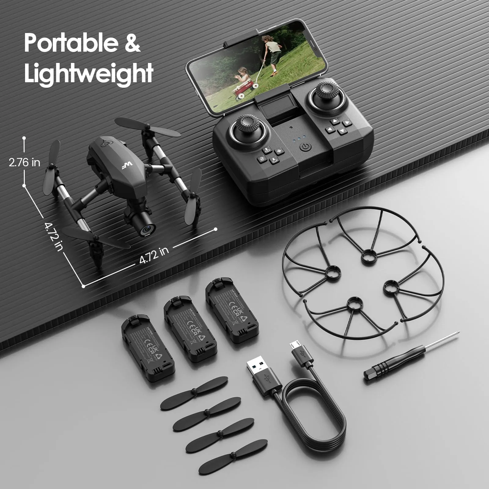 Mini Drone for Beginners Adults Small RC Drone HD FPV Quadcopter with Optical Flow Positioning, 3 Batteries, 3D Flip, One Key Start