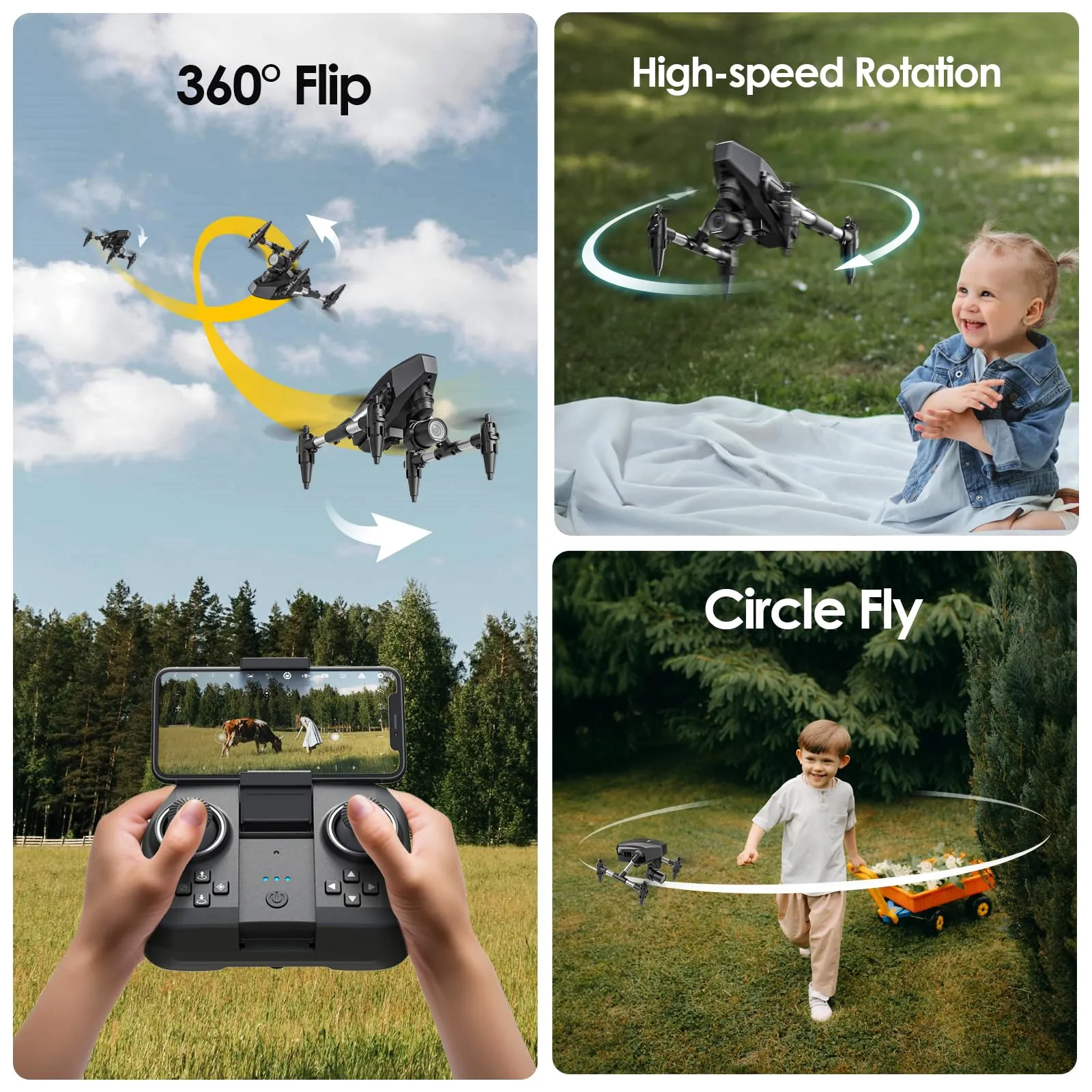 Mini Drone for Beginners Adults Small RC Drone HD FPV Quadcopter with Optical Flow Positioning, 3 Batteries, 3D Flip, One Key Start
