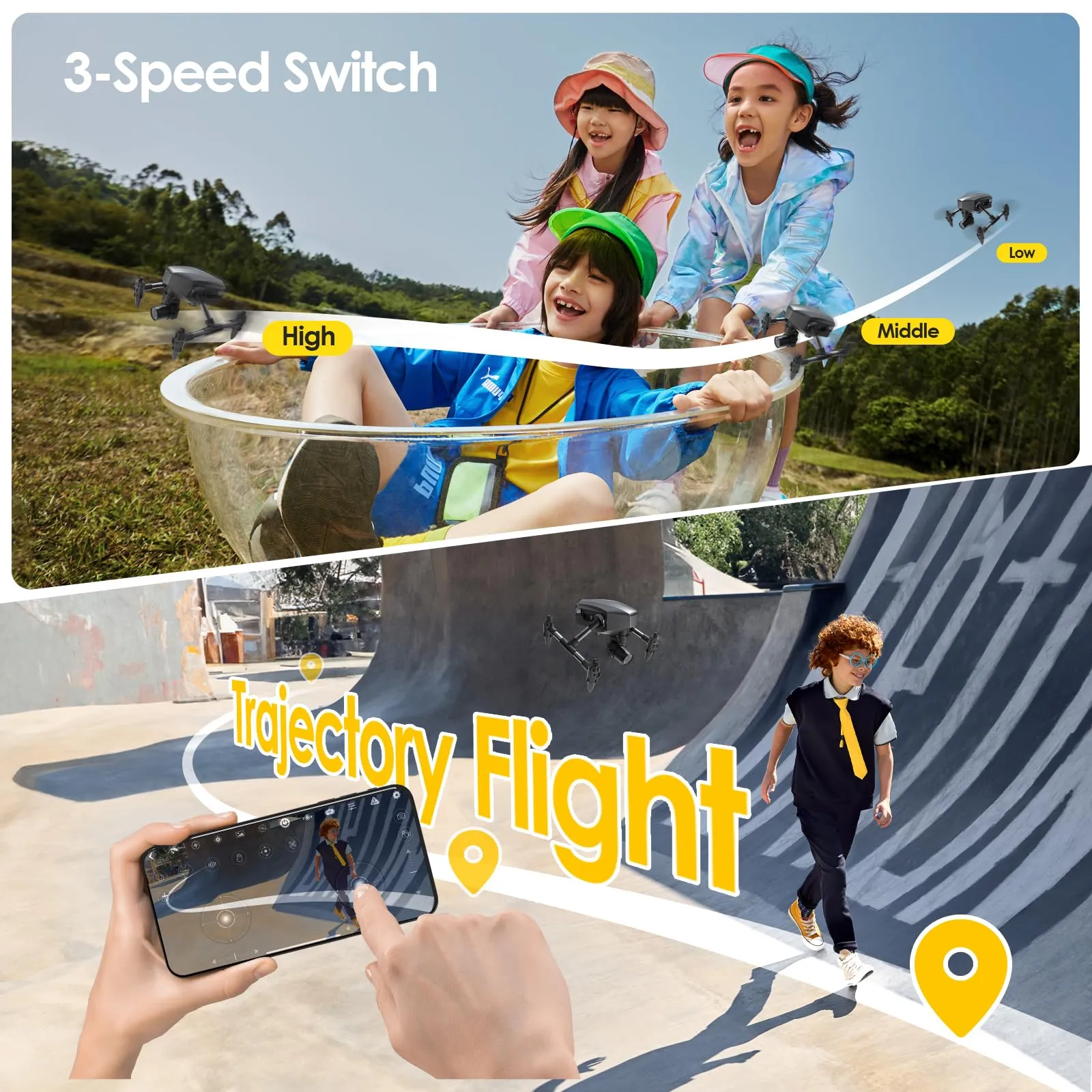 Mini Drone for Beginners Adults Small RC Drone HD FPV Quadcopter with Optical Flow Positioning, 3 Batteries, 3D Flip, One Key Start