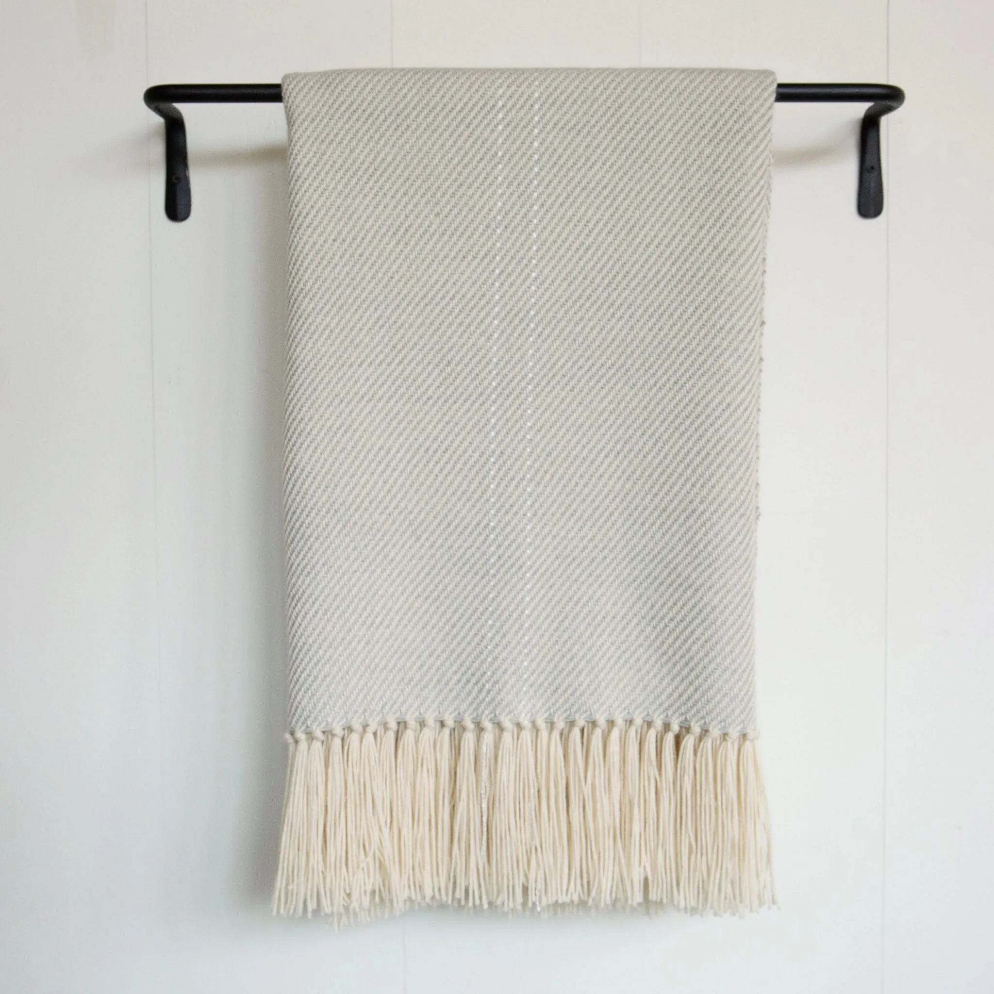 Mist Gray Handwoven Alpaca Throw