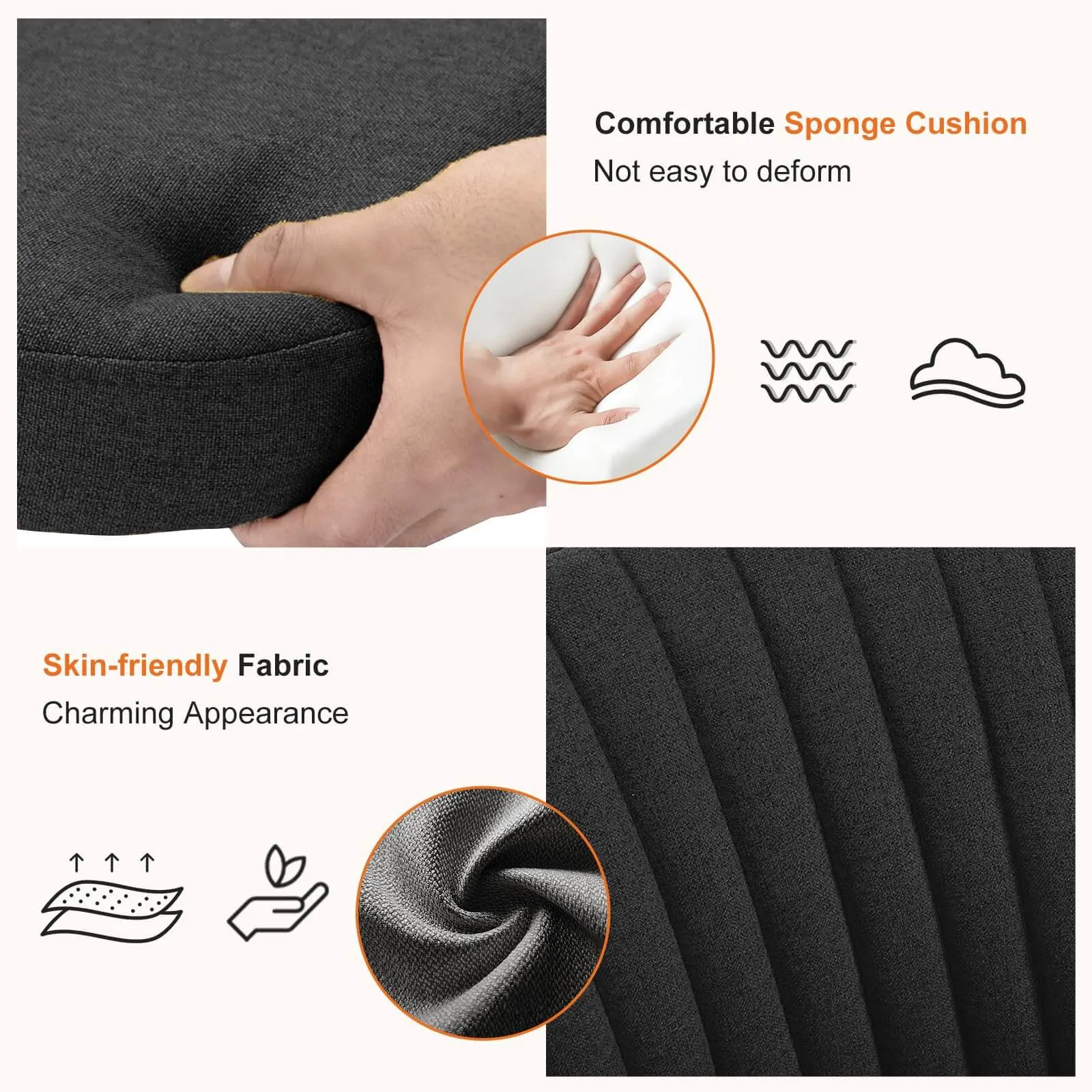 Modern Fabric Armless Adjustable Swivel Office Desk Chairs with Wheels