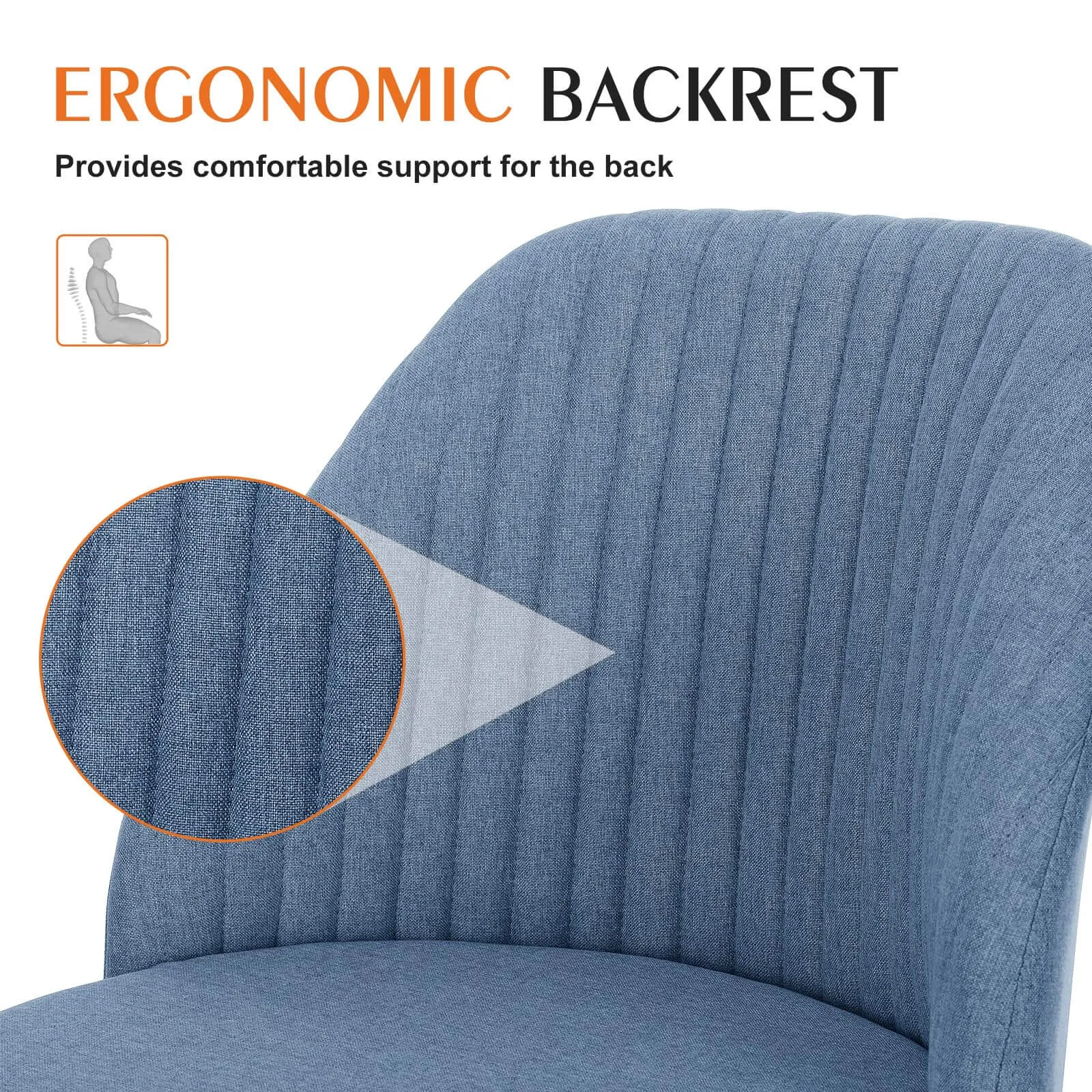 Modern Fabric Armless Adjustable Swivel Office Desk Chairs with Wheels