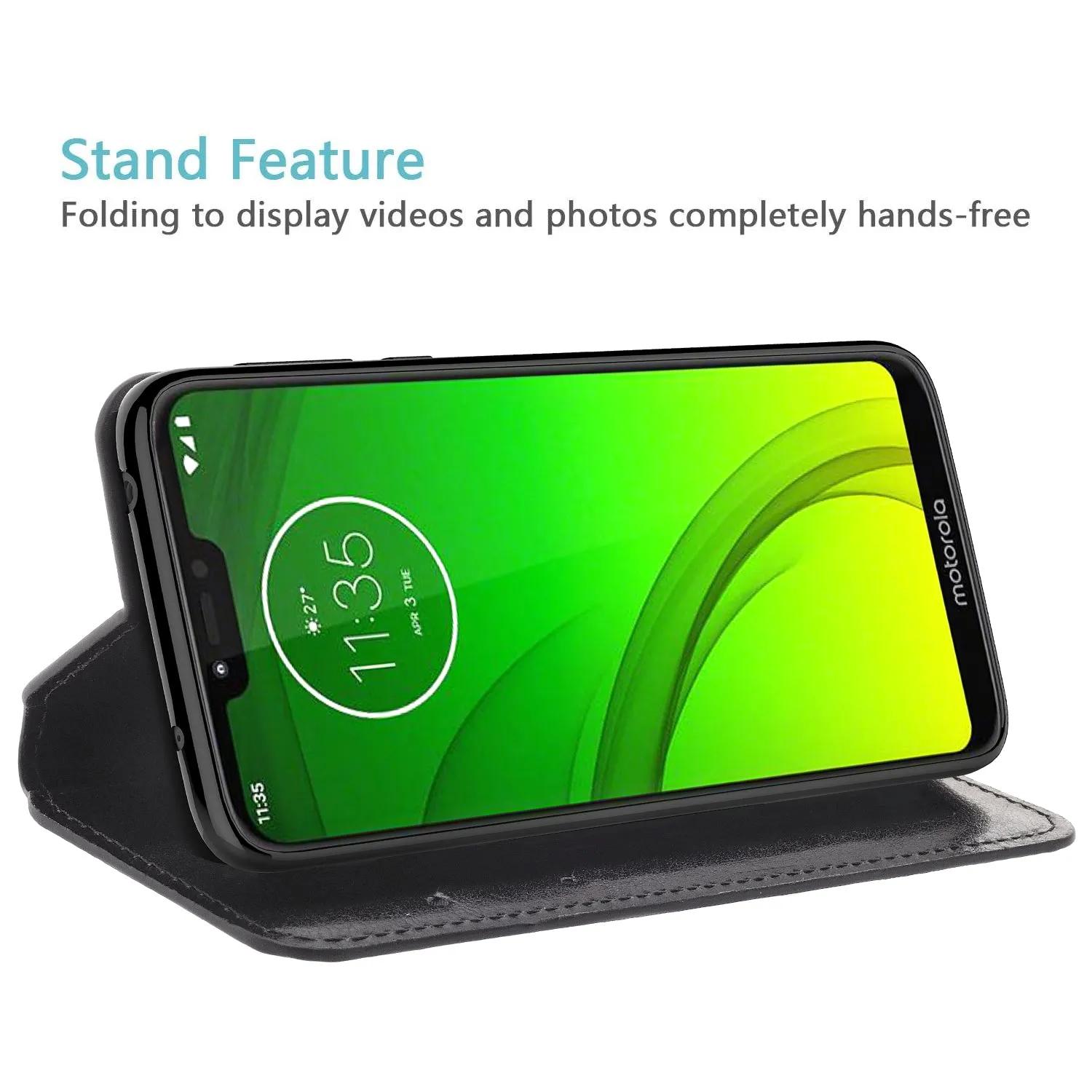 Motorola Moto G7 Power/G7 Supra/G7 Optimo Maxx Wallet Case, Leather Wallet Case [Kickstand] with ID & Credit Card Slots - Black