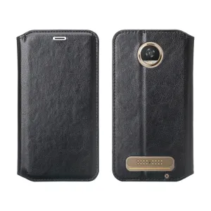 Motorola Moto Z2 Play Case, Moto Z2 Play Wallet Case, Slim Flip Folio [Kickstand] Pu Leather Wallet Case with ID & Card Slots & Pocket - Black