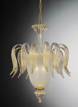 Murano Clear Glass Ceiling Light Infused With 24 Carat Gold