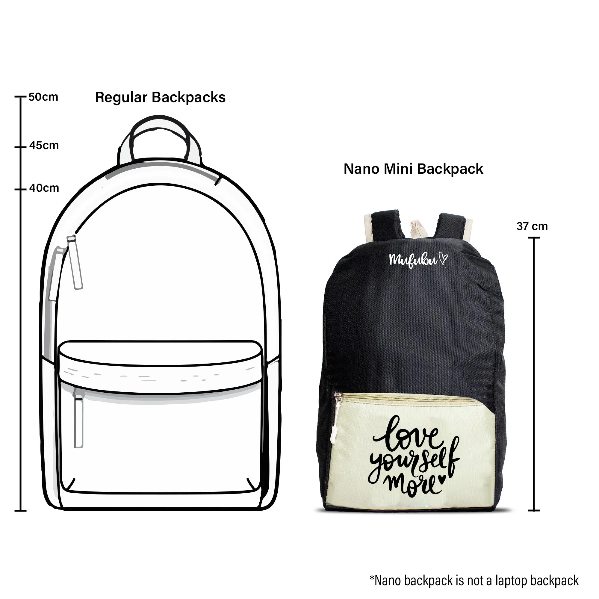 Nano Backpack 15 Ltr Love Yourself More Black   Pistachio