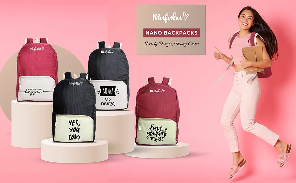 Nano Backpack 15 Ltr Love Yourself More Black   Pistachio