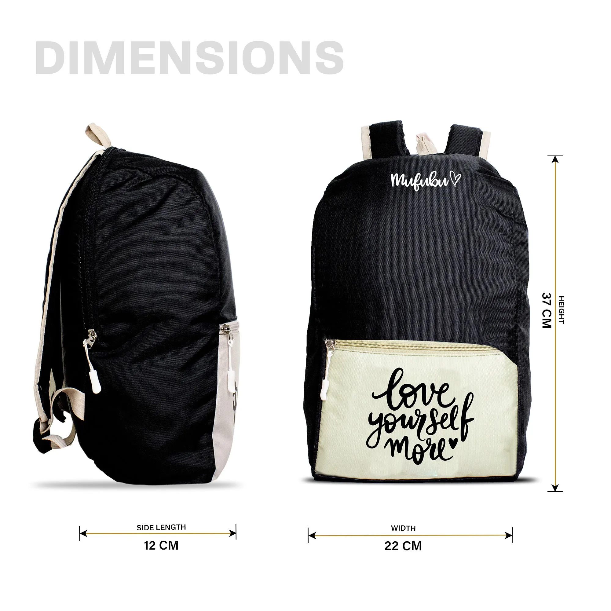 Nano Backpack 15 Ltr Love Yourself More Black   Pistachio