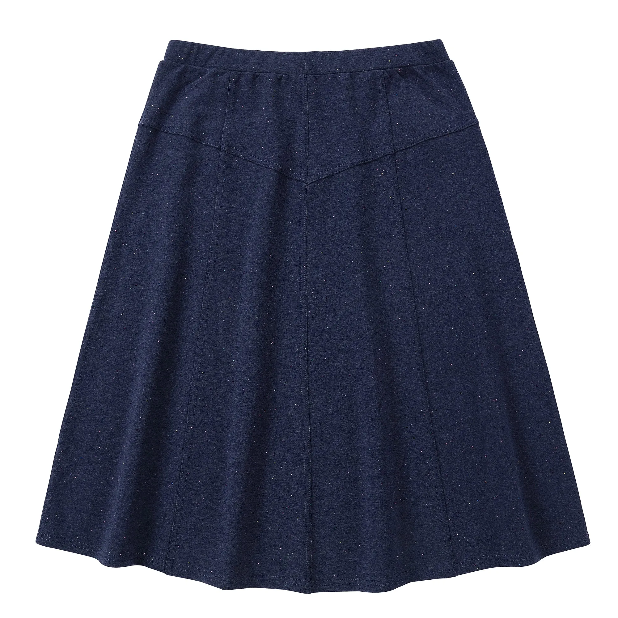 Navy Speckled Skirt With Seaming Details