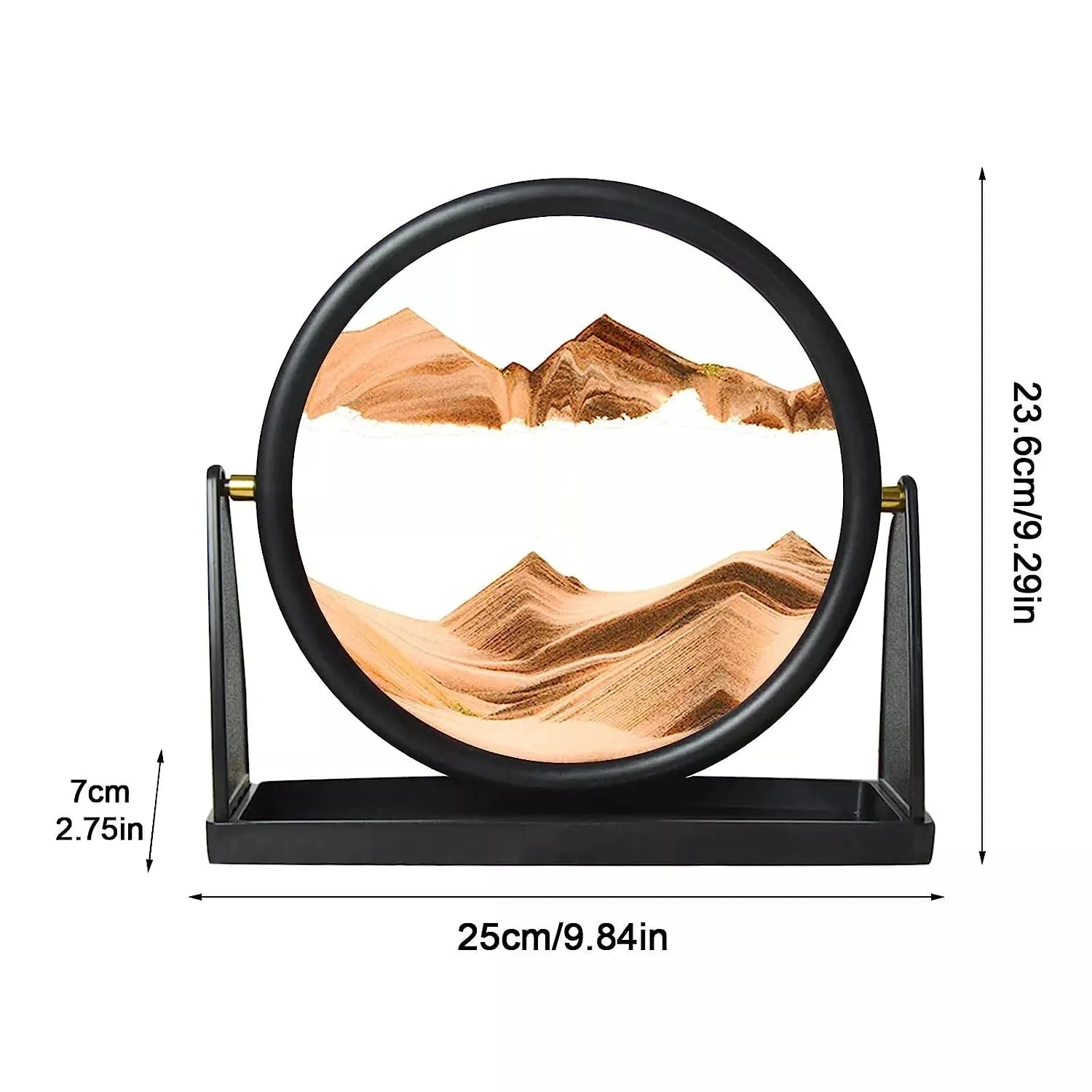NIRVITTHAL Moving Sand Art Picture-3D Deep Sea Sandscape in Motion Display Round Glass Flowing Sand Frame, Kid's Large Desktop Sand Art 25CM (Orange)